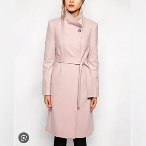 Stunning Ted baker mid length wool wrap coat in dusty pink